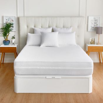 Funda de Colchón de Algodón con Cremallera TEX HOME Cama 150 cm Blanco