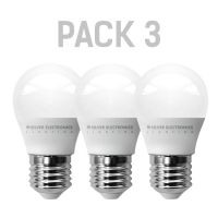 Pack X3 Ledeco Esférica Silver Electronics E27 600lm 7w 4000k