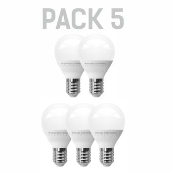 Pack X5 Bombilla Ledeco Silver Electronics Esférica 5w E14 4000k