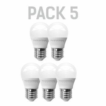 Pack X5 Bombilla Ledeco Silver Electronics Esférica 5w E27 6000k