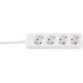 Regleta con cuatro enchufes Schuko 250V sin cable de color blanco