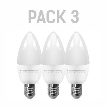 Pack X3 Bombilla Ledeco Vela Silver Electronics E14 600lm 7w 3000k 160º