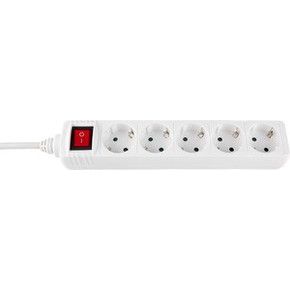 Regleta Electrica 5 Enchufes Interruptor Y Cable 3 Metros Color Blanco