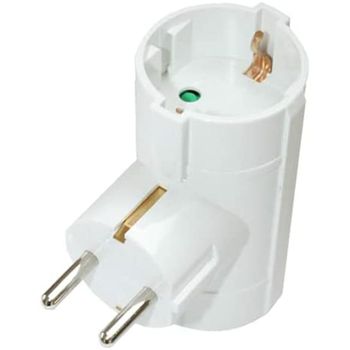 Adaptador Schuko 2 Tomas Tt Lateral Plástico Blanco