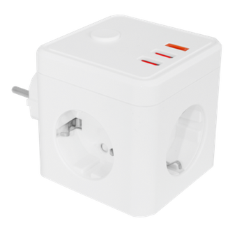 E-block Smart Wifi + Bluetooth Tuya Smart, Base 3 Salidas Schuko, 2 Usb Y 1 Usb Tipe C + Interruptor