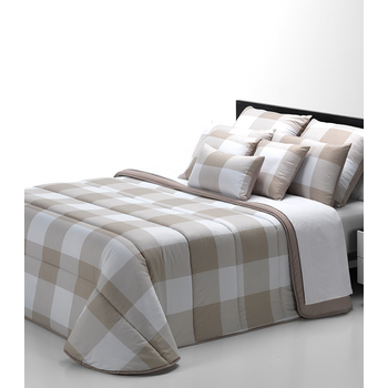 Edredón Duvet Relleno Nórdico Tacto Seda Cuadros Para Cama De 135 Cm - 240 X 270 Cm Color Piedra