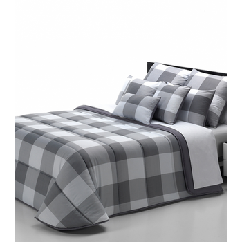 Edredón Duvet Relleno Nórdico Tacto Seda Cuadros Para Cama De 135 Cm - 240 X 270 Cm Color Gris