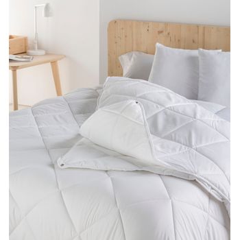 Vipalia - Edredon Relleno Nordico Cama 105 Cama Individual Tacto Pluma.  Blanco Liso 300 gr Invierno. Microfibra y Fibra Hueca. Suave Grueso Comodo  Transpirable Hipoalergénico. Cama 105 180x220 cm