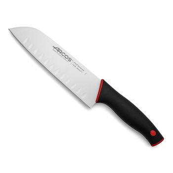 Cuchillo Santoku Acero Inoxidable Arcos Duo Roja 180 Mm Color Negro