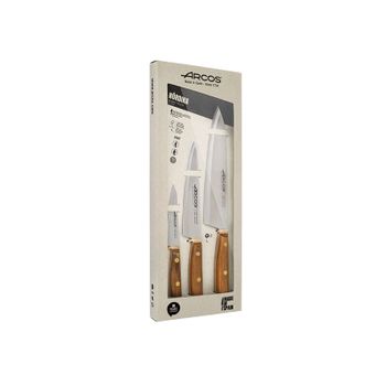 Pack 3 Cuchillos De Cocina Acero Inoxidable Arcos Nordika Color Marrón