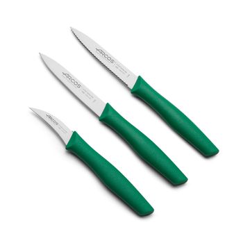 Set 3 Cuchillos Mondadores Acero Inoxidable Arcos Nova Color Verde