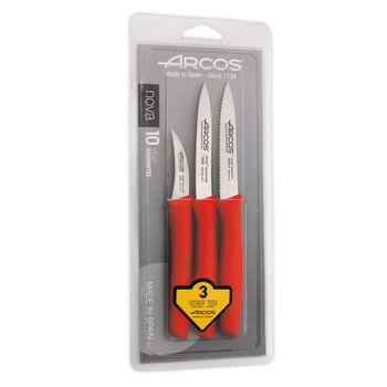 Set 3 Cuchillos Mondadores Acero Inoxidable Arcos Nova Color Rojo