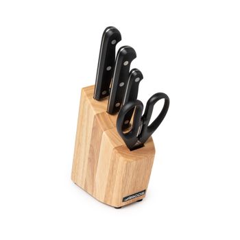 Pack 3 Cuchillos De Cocina + Tijeras Acero Inox Arcos Universal Negro