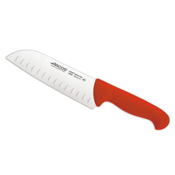 Cuchillo Santoku Acero Inoxidable Arcos 2900 180 Mm Color Rojo