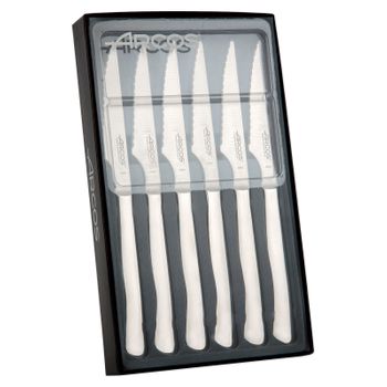 Pack 6 Cuchillos Chuleteros Acero Inoxidable Arcos Mesa Color Plata