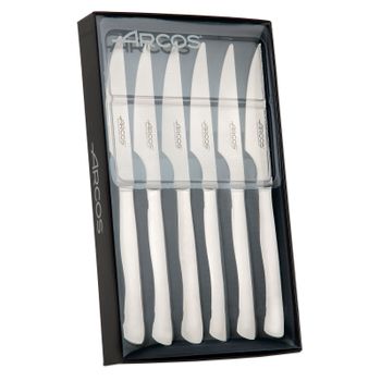 Pack 6 Cuchillos Chuleteros Acero Inoxidable Arcos Mesa Color Plata