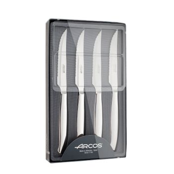 Pack 4 Cuchillos Chuleteros Acero Inoxidable Arcos Mesa Color Plata