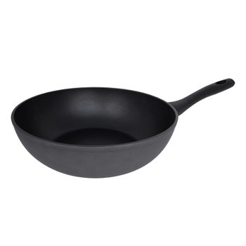 Wok Aluminio Forjado Arcos Kaula 28 Cm Color Negro