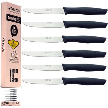 Arcos Cuchillos De Carne, Cuchillos Para Carne Arcos, 6 Unidades, Cuchillos De Carne Arcos, Aptos Lavavajillas, Alta Resistencia, Acero  Inoxidable, Mango Polipropileno, Negro, Envase Eco con Ofertas en  Carrefour