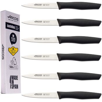 Arcos Cuchillos Cocina Profesional| Cuchillo Universal | 6 Piezas | Cuchillos De Pelar | Cuchillo Fruta | Cuchillos Verduras| Puntilla | Negro