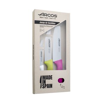 Pack 3 Cuchillos Cocina Acero Inoxidable Arcos Niza Color Multicolor