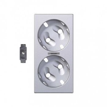 Tapa Doble Schuko Visor Y Led Ind Aluminio Simon 50011041-033