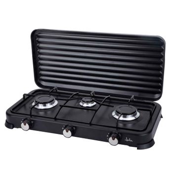 Cocina Gas Portátil Camping, 3 Quemadores, Rejilla Esmaltada, Tapa  Protectora, Normativa G30-37 Mbar Negro Mpm Kn-03/1kb con Ofertas en  Carrefour