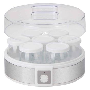 Duronic YM2 Yogurtera de 20W Capacidad para 8 Tarros de Cerámica 125ml y  Tapa Transparente Antiderrame, Partes aptas para lavavajillas, Temporizador y Autoapagado