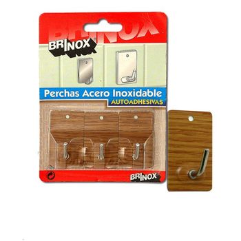 Pack 3 Perchas Adhesivas Inox Color Madera - Brinox - B70260z..