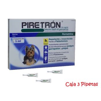 Pipetas Piretron Para Perros Pequeños (-15kg) Anti Pulgas, Garrapatas Y Flebotomos - 3 Pipetas