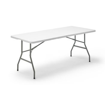 Mesa Plegable Multifuncional De Acero/hdpe 180x74x74cm Folding 180 Kitgarden Blanco