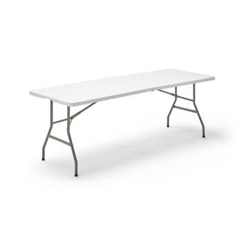 Mesa Plegable Multifuncional De Acero/hdpe 200x74x74cm Folding 200 Kitgarden Blanco