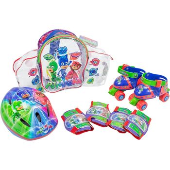 Mochila Patines Mini Roller, Casco Y Protecciones Pj Masks (2939)