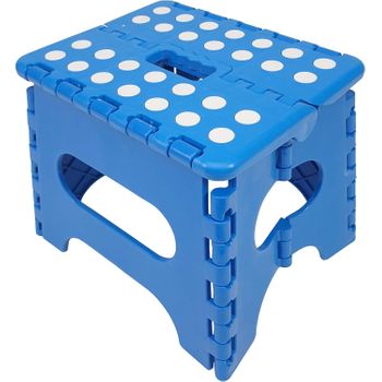 Taburete Plegable De Pvc - Azul Lunares (alto. 18 Cm X Largo. 21 Cm)