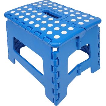 Taburete Plegable De Pvc - Azul Lunares (alto. 22 Cm X Largo. 29 Cm)