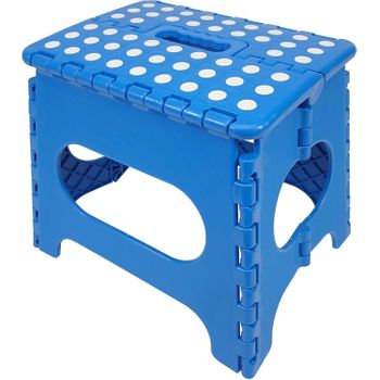 Taburete Plegable De Pvc - Azul Lunares (alto. 27 Cm X Largo. 29 Cm)