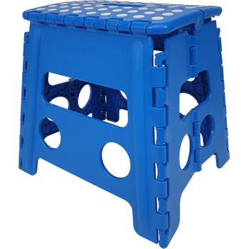 Taburete Plegable De Pvc - Azul Lunares (alto. 32 Cm X Largo. 29 Cm)