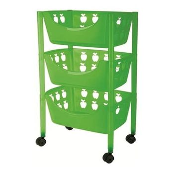 Carro Verdulero Grande, Multiusos, De 3 Pisos, 70.5 X 45 X 29.5 Cm, Color Verde-juypal 271