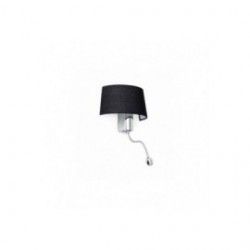 Aplique De Pared Con Lector Led Hotel Cromo Negro