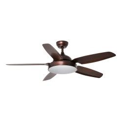 Ventilador De Techo Faro Leyte 137cm Marron Led 24w 5 Palas