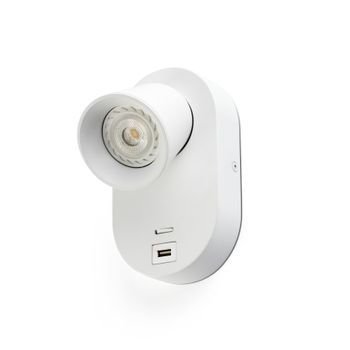 Aplique De Pared Blanca Gu10+usb Corb