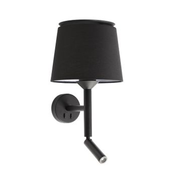 Aplique De Pared Con Lector Negro/negro Savoy