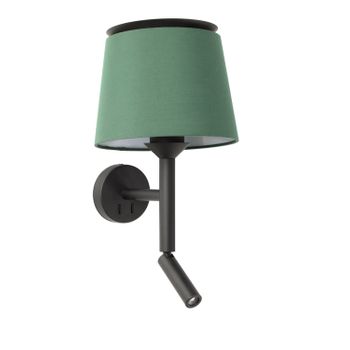 Aplique De Pared Con Lector Negra/verde Savoy