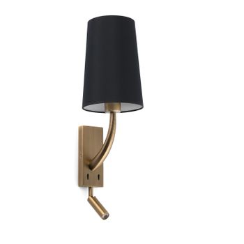 Aplique De Pared Oro Viejo Mate/negra Con Lector Led Rem