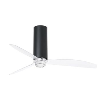 Ventilador De Techo Negro Mate/transparente Con Motor Dc Con Luz Tube