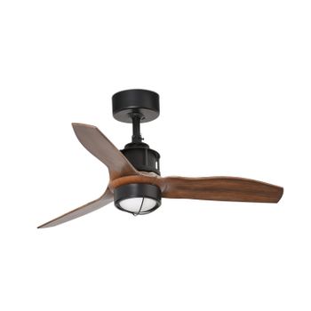 Ventilador De Techo Negro/madera Con Luz Just Fan