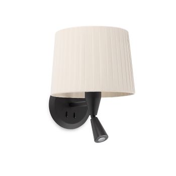 Aplique De Pared Con Lector Negra/encintada Beige Samba