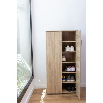 Zapatero con 3 Puertas, Mueble para Zapatos Estrecho en Color Blanco,  Medidas: 111 cm (Alto) x