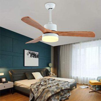 Ventilador De Techo Con Luz Melbourne 38x132x132 Cm, 3 Aspas De Madera, Color Blanco, 6 Velocidades, 2 Luces Led 24w, Mando A Distancia, Motor Dc