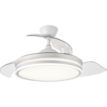 Ventilador De Techo Con Luz Led Galaxy Aspas Retractil Que Se Esconden Aspas Ocultas Transparentes Super Silencioso, Con Mando A Distancia (blanco)